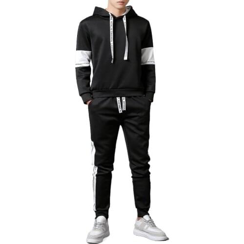 2021Spring and Autumn New Mens Sports Suit Long-sleeved Casual Sports Hooded Sweater Suit Tracksuit Mens Clothes Men Outfit Set