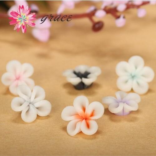 25pc/lot 12mm Soft Color Mini Polymer Clay Japanese Flatback Flower Beads For Diy Earrings Jewelry Craft Making Accessories