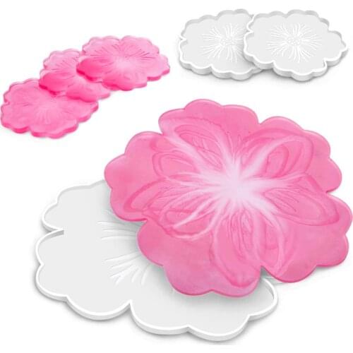 Super Big Flower Tray&Coaster Set Silicone Mold Coaster DIY Epoxy Resin Craft Supplies Sweet Home Deco Molds Resin Art