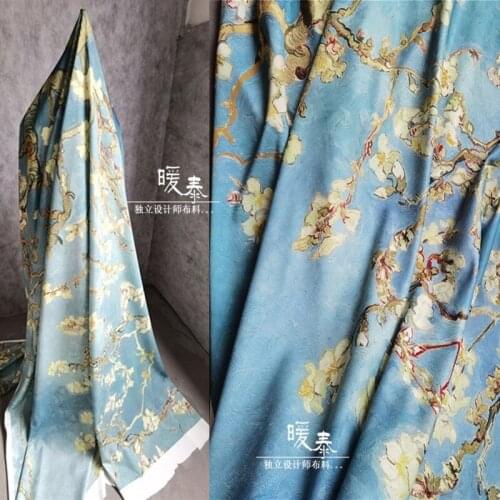 Printed Air Layer Fabric Branches And Flowers DIY Patches SILHOUETTE Clothes Doll Decor Cheongsam Skirt Dress Designer Fabric