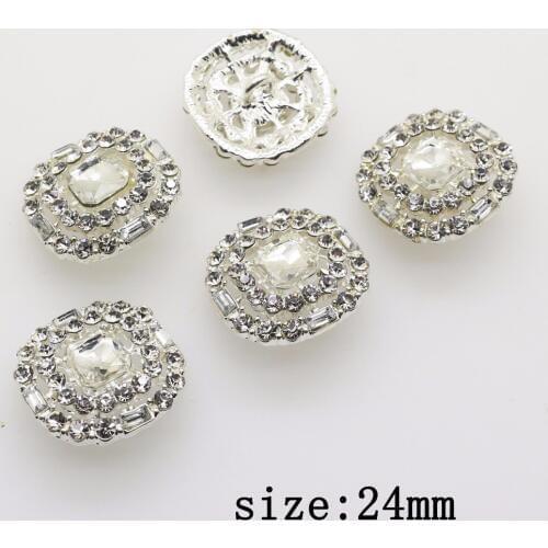 YWXINXI New Hot 10Pcs 24mm square alloy Diy jewelry Accessories Rhinestones Pedestal Embellishments Caps wedding Decoration