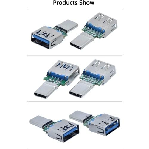3pc Type-c male to usb 3.0A female adapter wire with blue strip plate for high current and high transmission Converter connector