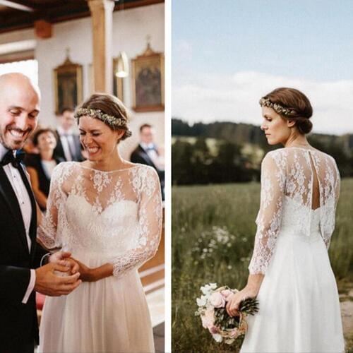 Sexy New Scoop Neck Soft Lace Bride Coat Appliques Long Sleeves Bridal Bolero Jacket Shawl White/Ivory Wedding Jackets