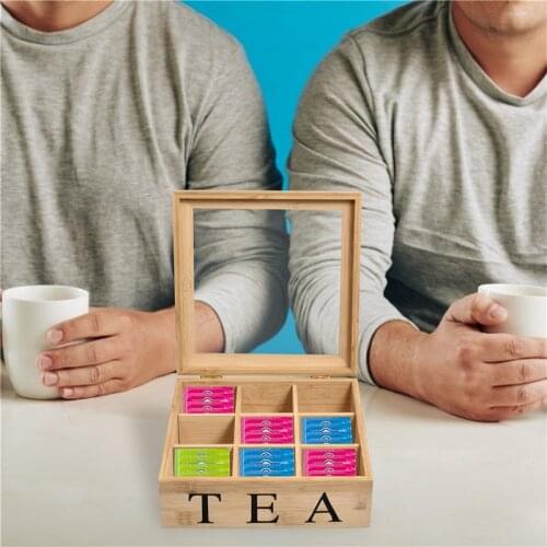 Portable Tea Box Large Capacity Desktop Tea Case Wood Storage Rack for Living Room