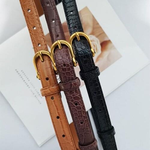 Fashion Simplicity Women Retro Genuine Leather Crocodile Pattern Belts Vintage Golden Buckle Elegant Straps Jeans Waistband53001