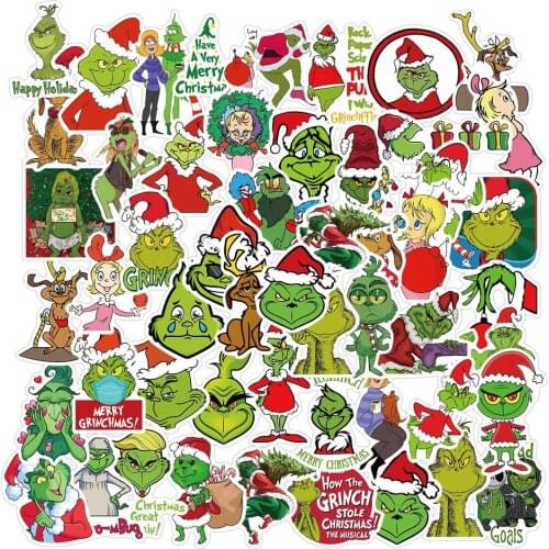 10/50pcs Classic Movie How the Grinch Stole Christmas Stickers For Furniture Wall Desk DIY Car Trunk Decal Guitar Motorcycle