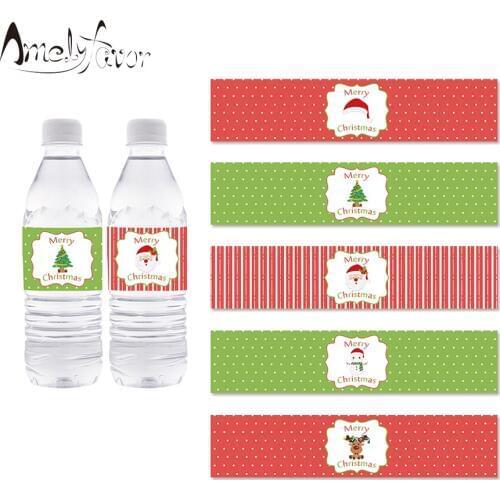 Christmas Water Bottle Wrappers Christmas Bottle Labels Kids Birthday Party Supplies Decoration Elk Snowman Bottle Wrappers