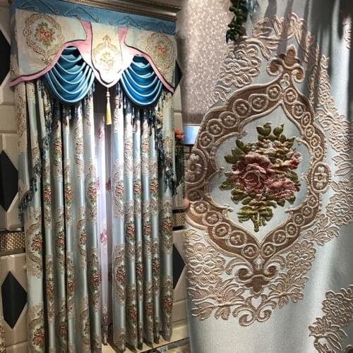 Chenille Curtain European-Style High-End Shading Relief Jacquard Curtains for Bedroom Living Room Luxury Home Decor
