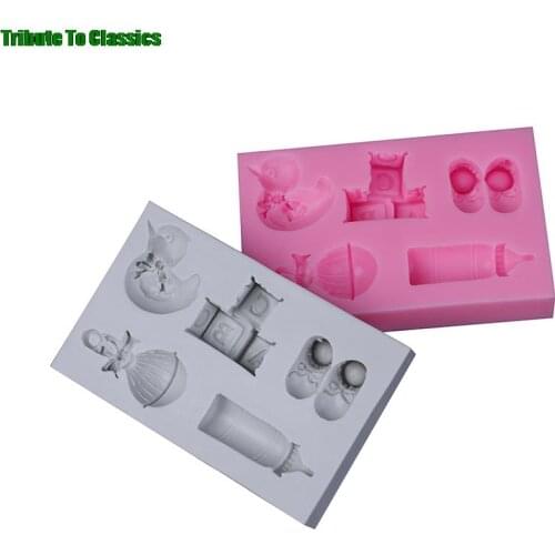 Duck Bottle Nipple Alphabet Block Shoes Baby Toy Series Silicone Fondant Mold Cookware Mould Cake Decorating Tool