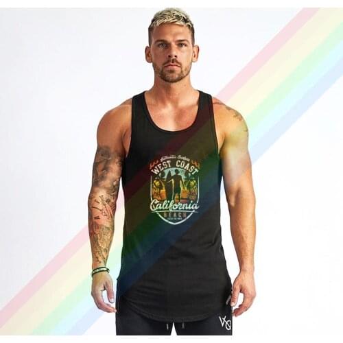 Surfing Themes West Coast Beach California Comfortable Bodybuilding Tank Tops For Men Summer Gym Clothing Customized Vest Shirts