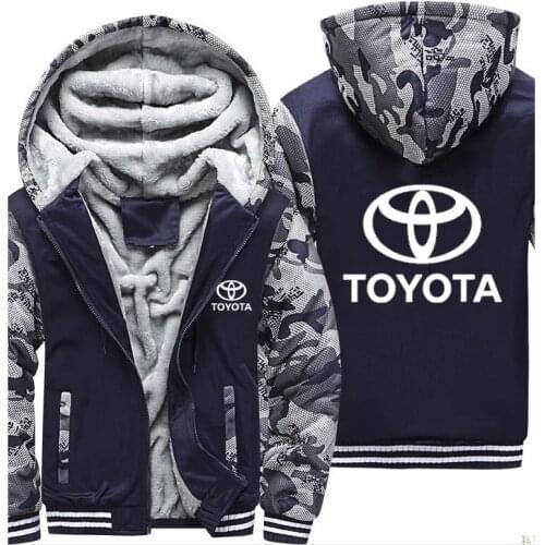 Hoodies Men Toyota Car Logo Print Jacket Mens Hoodie Winter Thicken Warm Fleece cotton Zipper Camouflage Raglan Mens Coat Jacket