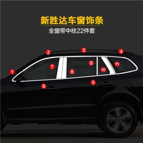 High-quality Car styling stainless steel Strips Car Window Trim Decoration Accessories for Hyundai Santa Fe 2007 -2012