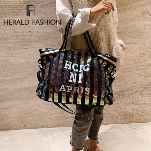 Sequin Women Bags Female Large Capacity Top-handle Bags Appliques Ladys Handbags National Casual Tote Girl Messenger Bags