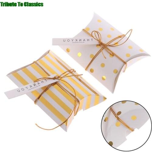 10pcs Favor Candy Box Bag Craft Paper Pillow Shape Wedding Favor Gift Boxes Pie Party Box Bags Jewelry Kraft Box