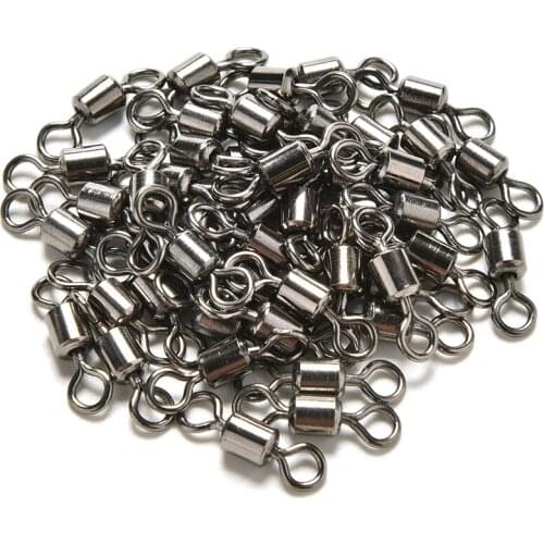 100Pcs 4/6/8/10/12 Round 8 Shape Ball Bearing Swivels Fishing Fish Connector Rolling Swivels Rig Sea Carp Fishing Tool