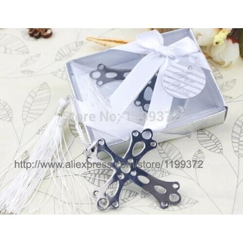 500pcs Free DHL Shipping stainless steel Cross Bookmark For Wedding Baby Shower Party Bookmarks Favor Gift
