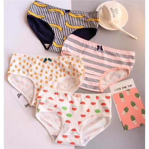 7 Pcs Cotton Underwear for Girls 2018 New Children Soft Panties Teenages Candy Color Briefs SQ-FRUTS-7P