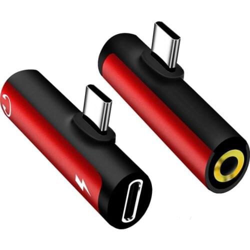 2 In 1 USB Type C To 3.5mm Earphone Jack Adapter For Huawei Xiaomi Aux Audio Cable Headphone Charger Charging USB-C Converter