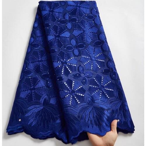 African Lace Fabric 2021 High Quality Lace Blue Swiss Voile Austria Cotton Embroidery Sewing Fabrics For Women Dress Party A2324