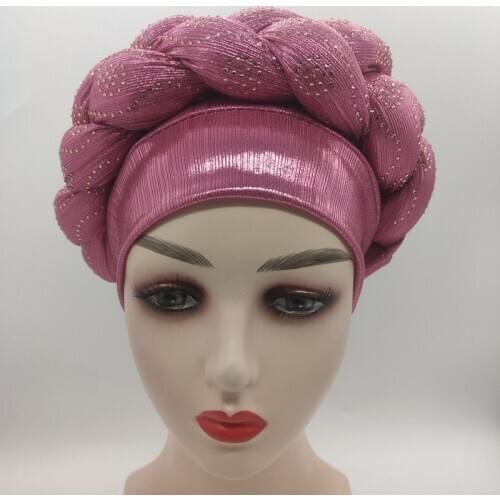 African Headtie Braid Turbans For Women Stick Diamond Stretch Inner Hijab Caps 2021 New Knot Twist African Head Wraps Headbands