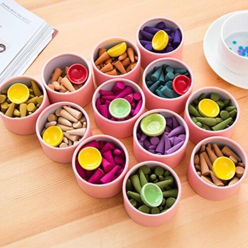 Natural Reflux Tower Incense Sticks + Incense Holder Fragrance Cones Rose Scent with Storage Box