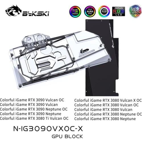 Bykski N-IG3090VXOC-X,Gpu Water Cooling Block use for Colorful iGame RTX 3080 Vulcan X OC/3080 Vulcan OC 10G/3080 Neptune OC 10G