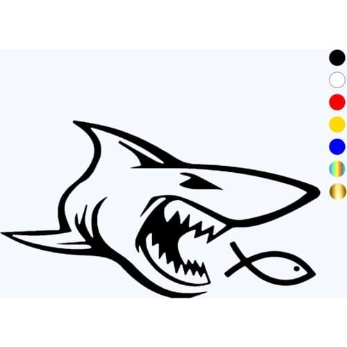 CK3299# shark and fish reflective funny car sticker vinyl decal waterproof car auto stickers silver/ black for bumper