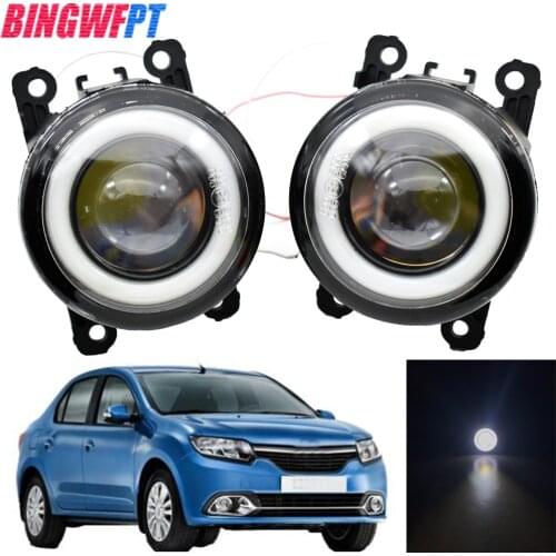For Renault Logan 2004-2015 Car LED Bulb H11 Fog Light + Angel Eye Daytime Running Light DRL 12V 2 Pieces