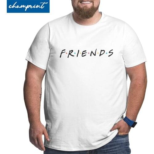 Friends Logo T-Shirts Men Vintage Pure Cotton Big Tall Tees Round Neck Short Sleeve T Shirt Oversized 4XL 5XL 6XL Tops