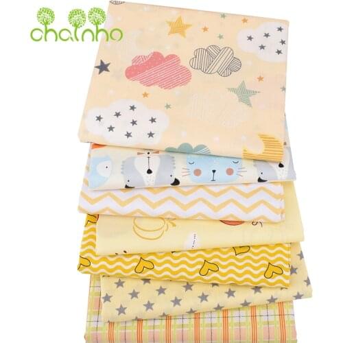 Chainho,Printed Twill Cotton Fabric,Patchwork Cloth For DIY Sewing Quilting Baby&Childs Bedclothes Material,Yellow Sky Series