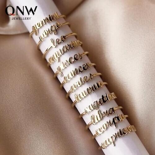 New Personality Simple Twelve Constellation Ring letter Ring lady Open Index Finger Single Ring Temperament Female Jewelry