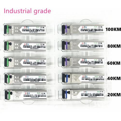 LC SFP Fiber optic module Industrial grade -40~+80 Celsius 1.25G20/40/60/80/100KM 1310/1490/1550nm compatible optical module
