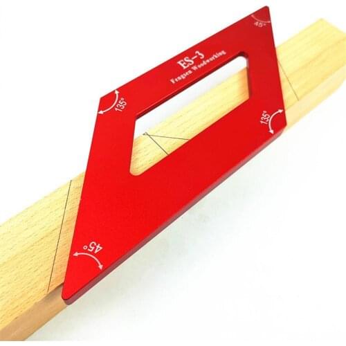ES-3 45 Degree Angle Ruler Woodworking Scriber Inclined Diamond-shaped Hollow Precise Calibration Aluminum Alloy Measure Gauge