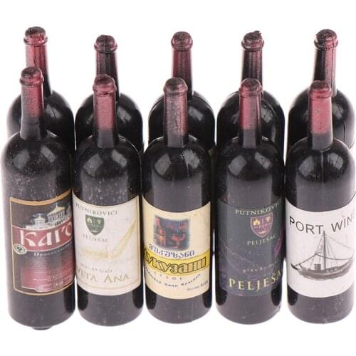 10pcs Dollhouse Miniature Resin Bottle Simulation Wine Bottle Model Dollhouse Dolls Accessories Pretend Play Toy