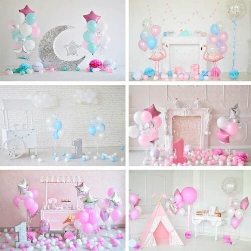 Mocsicka 1st Birthday Party Baby Shower Backdrop Balloon Decoration Baby Portrait Photography Props Cake Smash Photo Background