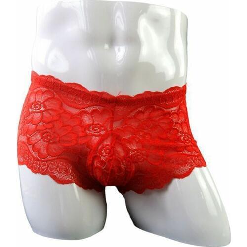 Male Sexy Pant Panties Underwear Color Lace Transparent Big Boxer for Men ZJH884P-2