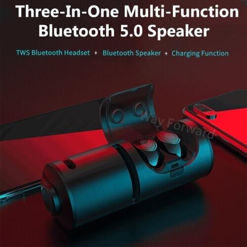 New TWS Wireless Bluetooth Headset Waterproof Subwoofer Speaker Charging Power Supply 3 In 1 Smartphone Earbuds Touch Earphones