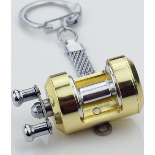 New Reel-shaped keychain Full metal swingable Casting fishing reel gift keychain Christmas gifts ST3