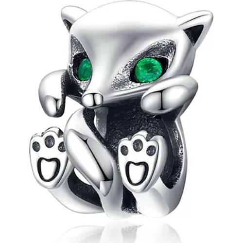 New European Silver Color Fox Animal Diy Bead Fit Original Pandora Charms Bracelet for Women Halloween Jewelry