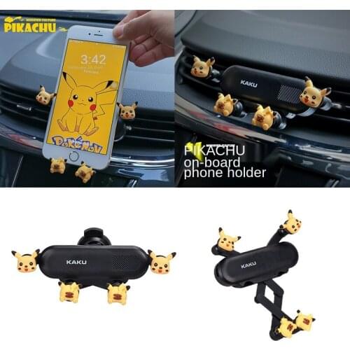 Pokemon Pikachu Gravity Car Holder Mobile Phone Anime Car Vent Clip Mobile Phone GPS Support IPhone Samsung Huawei Mi