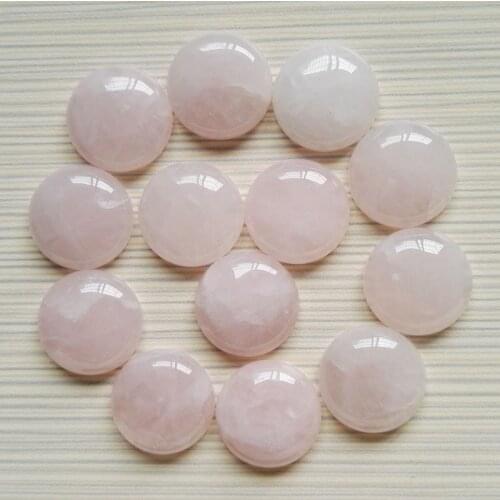Wholesale Fashion hot selling natural pink crystal stone beads 20mm Powder round cabochon stone beads 20pcs/lot free shipping