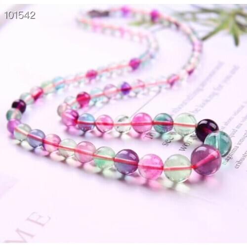 Genuine Natural Colorful Fluorite Quartz Crystal Clear Round Beads Stretch 5-11mm Women Necklace Fashion Jewelry AAAAA