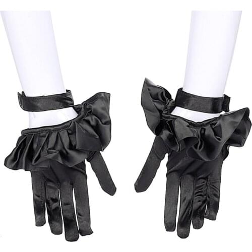 Ruffle Gloves for Women Handmade Gothic Ornament Cute Elegant Gloves for Wedding Dinner Halloween Cosplay Party Props