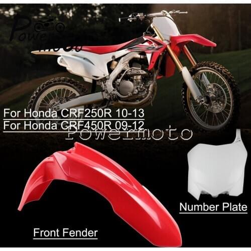 For Honda CRF250R 10-13 CRF450R 09-12 Racing Off Road Front Fender PP Mudguard And Front Number Plates Name Board Plate CRF 250