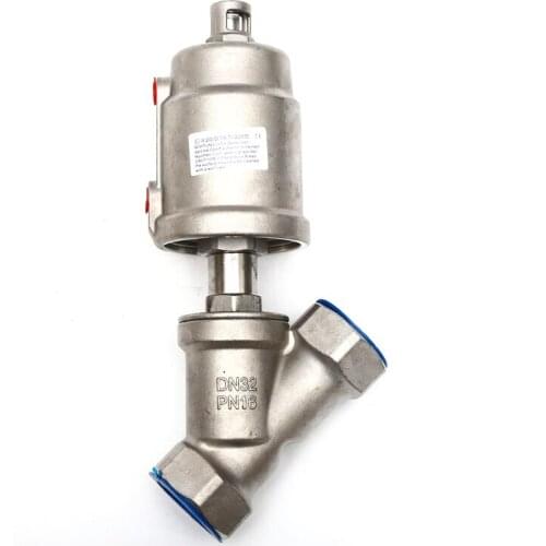 1-1/4" Angle Pneumatic Seat Valve Stainless Steel High Pressure Normally Closed For Steam Oil Gas