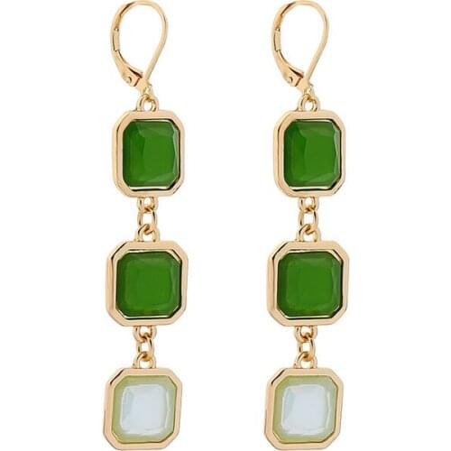 Simple Elegant Green Gem Drop Earrings For Women Cute Female Jewelry Classic Summer Ear Accessories