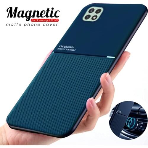 For samsung a22 5G case shockproof magnetic car holder phone cover for samsung galaxy a 22 a22 22a leather texture coque