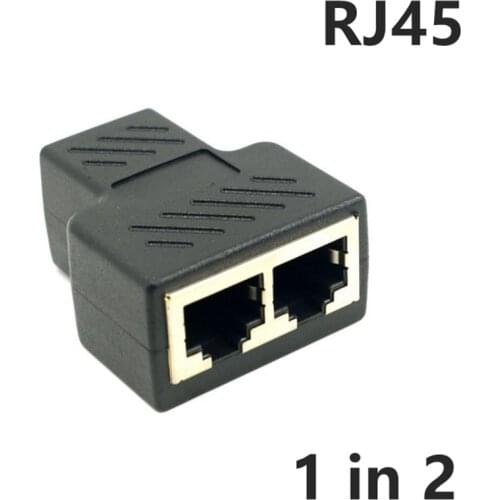 RJ45 Splitter Connector Adapter 1 to 2 Ways Ethernet Splitter Coupler Contact Modular Plug Connect Laptop Ethernet Cable