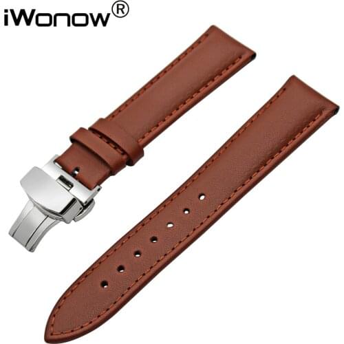 22mm Genuine Leather Watchband for Pebble Time Moto 360 2 46mm Vector Ticwatch 1 Watch Band Stainless Steel Buckle Wrist Strap