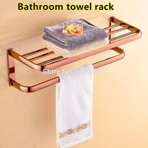 Luxurious Rose gold towel rack high quality copper European bath towel rack bathroom shelf hardware pendant set